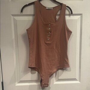 ReoRia Tan Sleeveless Racerback Bodysuit